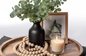 ELTNEGSA Round Acacia Wood Tray – Decorative Tray for Kitchen, Dining Room, Coffee Table & Home Decor