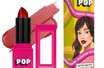 SUGAR POP Satin Matte Lipstick – 08 Carnation (Red with hints of blue) – 3 gm – Infused with Vitamin E, Shea Butter & Jojoba Oil l Ultra Pigmented, Hydrating