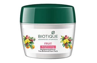 Biotique Fruit Brightening Depigmentation and Tan Removal Face Pack| Ayurvedic and Organically Pure| Tan Removal Face Pack for All Skin Types|100% Botanical Extracts| 235gm