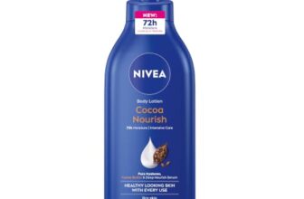 NIVEA Cocoa Nourish Body Lotion for Men & Women with Cocoa Butter, Hyaluronic Acid & Vitamin E Moisturizer for Dry Skin, Deep Nourish Serum Body Cream 72H Moisturiser, Non Greasy Face Cream 600ml