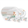 Larah by Borosil Firefly Fluted Series Opalware Dinner Set | 33 Pieces for Family of 6 | Microwave & Dishwasher Safe | Bone-Ash Free | Crockery Set for Dining & Gifting | Plates & Bowls | White