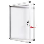 Swansea Enclosed Bulletin Board Dry Erase Noticeboard Lockable Display Boards White with Aluminium Frame 20x16inch(2xA4)