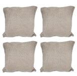 House of Quirk Polar Fleece Fabric Cushion Cover with Zipper Pack of 4 (Khaki, 45 x 45 cm)