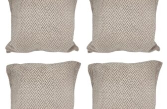 House of Quirk Polar Fleece Fabric Cushion Cover with Zipper Pack of 4 (Khaki, 45 x 45 cm)