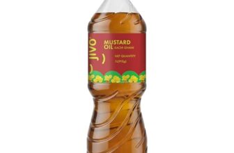 JIVO Cold Pressed Kachi Ghani Chemical Free Mustard Daily Cooking Oil, 1 Litre | Recommended for Roasting, Frying, Baking All type of Cuisines |