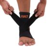 CULT Ankle Support with Elastic Strap | For Ankle Pain Relief | Stretchable Ankle support for Sports | Adjustable Free Size | Black Orange