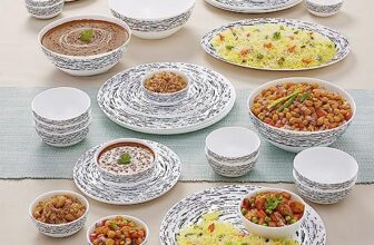Larah By Borosil Moon Milky Way Dinner Set – 36 Pcs, Opal Glass Dinner Plates & Bowls Crockery Set for Dinning, White