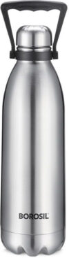 BOROSIL 1800ml Bolt 24 Hours Hot and Cold, Double Wall Vaccum Insulated Flask Bottle 1800 ml Steel Bottle(Pack of 1, Steel/Chrome)