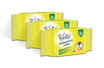 Amazon Brand – Presto! Dishwash Bar | 200 Gram | 12 count | 4 Bars Each X 3 Pack | Removes Tough Grease | Odour-Free Freshness | Gentle On Hands