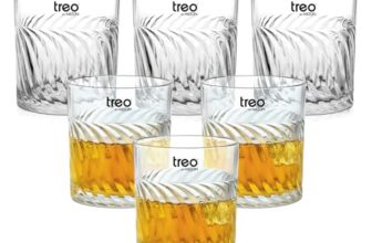 Treo by Milton Tide Whiskey Glass Set of 6 I Premium Glass Tumbler for Bourbon, Scotch & Cocktails I 340 ml