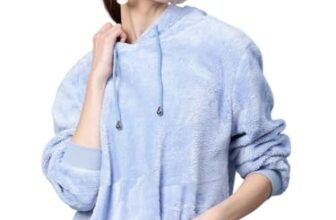 SASSAFRAS Blue Hooded Faux Fur Sweatshirt