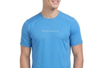 ZENSHARK Gym T-Shirt for Men (Cool Blue, L) | Dry Fit Workout Sports T-Shirt | Quick Dry Breathable Polyester Fabric with Half Sleeve Round Neck | Running Gym Wear Active Wear for Training