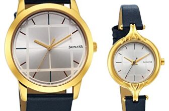 Sonata Quartz Analog Silver Dial Leather Strap Watch for Couple-NS7712587040YL01P