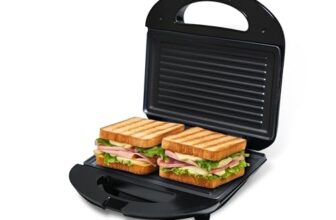 ITALIA 750W Grill Sandwich Maker & Panini Press | Non-Stick Plates for Easy Cleaning | Compact Design with Handle Lock & Cord Storage | Overheat Protection