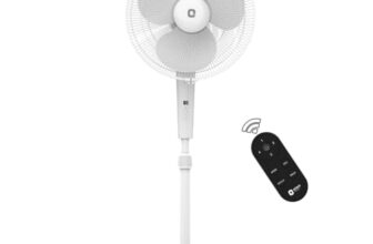 Orient Electric Harrier BLDC Stand Fan with Remote | Energy Saving Fan, Whisper Quiet 52 dB Operation | 90° Oscillation, Tilt & Height Adjustment | 2 Year Warranty, White