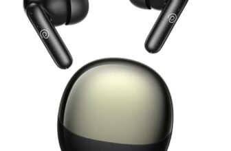 pTron Zenbuds Evo in-Ear TWS Earbuds w/Dual HD Mic & AI-EN Clear Calls, 13mm Drivers, 32Hrs Playtime, 45ms Movie/Music Modes, Bluetooth v5.3 Wireless Headphones, IPX5 & Type-C Charging (Pearl Black)