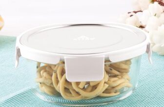 ATTRO Glassox Borosilicate Round Glass Lunch Box with Stainless Steel Lid Food Storage Container Microwave & Freezer Safe BPA-Free Food-Grade 620ml