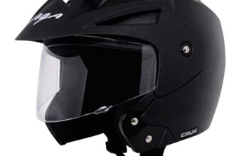 Vega Crux ISI Certified Flip-Up Helmet for Men and Women with Clear Visor(Black, Size:M)
