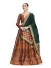 PURVAJA Women’s Kanjiwaram Semi-Stitched Lehenga choli (Zahira-Rust_Free Size)