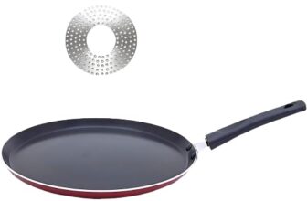 OMETA Aluminium Non-Stick Non-Induction Healthy Dosa Tawa Tawa 26 cm Diameter