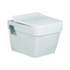 BonKaso Premium Wall Hung Ceramic Rimless One Piece Commode (White) | S Trap Western Toilet with Soft Close Seat | Water Closet for Bathroom/Lavatory | Siphonic Flush System (15.2 x 20 x 14.2 Inches)