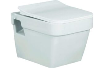BonKaso Premium Wall Hung Ceramic Rimless One Piece Commode (White) | S Trap Western Toilet with Soft Close Seat | Water Closet for Bathroom/Lavatory | Siphonic Flush System (15.2 x 20 x 14.2 Inches)