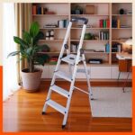 Bathla Elevate 4-Step Foldable Aluminium Ladder for Home with Tool Tray | Anti-Skid | Durable, Heavy Duty, Safe & Stylish | 5-Year Warranty | Black