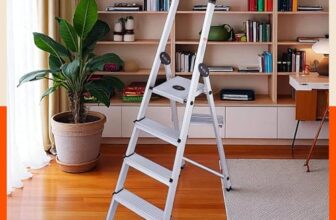 Bathla Elevate 4-Step Foldable Aluminium Ladder for Home with Tool Tray | Anti-Skid | Durable, Heavy Duty, Safe & Stylish | 5-Year Warranty | Black