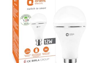 Orient Electric 12W Rechargeable Emergency LED bulb| Inverter Bulb for home with 2 hours battery backup| Up to 4 kV surge protection| 6500K, Cool White, B22d base| Over charging Protection| Pack of 1