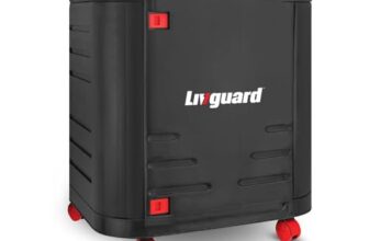 Livguard Inverter Battery Trolley with Covered Box | Support Single Jumbo/Flat Plate/Tall Tubular Battery |Heavy-Duty, Easy-Move Stand for Inverter and Battery – Black Red