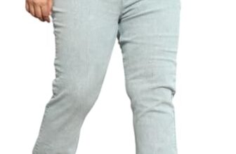 HIGH STAR Plus Size Women Stove Pipe High-Rise Jeans Sea Green