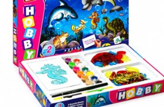 Negi Hobby Arts Senior Water World Stencil Art & Craft Kit with Glitter Colors | Reusable Ocean Theme Drawing Stencils, Creative DIY Activity Set for Kids Ages 5+