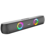 Nu Republic Party Box 160 Bluetooth Soundbar, X-Bass Technology, 52mm Dual Dynamic Drivers, 16W Output, Up to 10 Hours Playtime, RGB LED Lights, Aux/USB/TF Card, Bluetooth 5.3 (Black, 2.0 Channel)