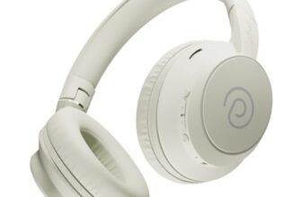 pTron Studio Evo 70hrs Playtime Wireless Over Ear Headphones w/HD Mic, Dual Device Pairing, Low-Latency Game/Movie/Music Modes, Punchy Bass, BT5.3, Voice Assistant & Type-C Fast Charging (Beige)