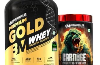 Bigmuscles Nutrition Karnage Pre-Workout (Sex On The Beach, 60 Servings) and Premium Gold Whey (1kg, Rich Chocolate) Combo