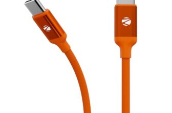 Zebronics Type C – Type C Cable, 60 Watts, Upto 480Mbps Data Sync, Fast Charging, 1 M, Compatible with iPhone 15 & 16 Series, iPad, MacBook, Samsung, Android (Wattz 60CC6, Orange)