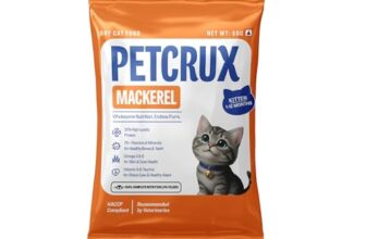 Petcrux Dry Kitten Cat Food, Mackerel Fish Flavor, with Omega 3 & 6 and Taurine, Complete & Balanced Nutrition for Growing Kittens, Trial Pack 50 g