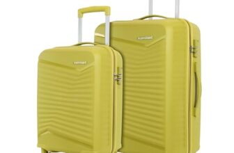 Kamiliant by American Tourister Rock-Lite 66L Hard Sided Trolley Bag for Men & Women with 3 Digit Combination Lock, Set of 2pc (Small & Medium) – Cress Green