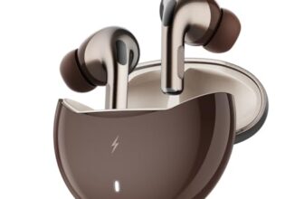 Fire-Boltt Aero TWS Earbuds Custom EQ, Wireless Bluetooth 5.4, Music & App Support, 50H Playtime, Fast Charging Case, 50ms Low Latency for Gaming, Touch Controls, IPX4 Waterproof, Clear Calls – Walnut