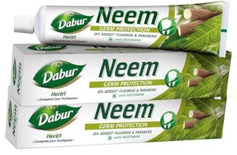 Dabur Herb’l Neem Germ Protection Toothpaste – 600g (200g + 100g x Pack of 2) | Fights Bacteria | No Added Flourides & Parabens | Complete Oral Care
