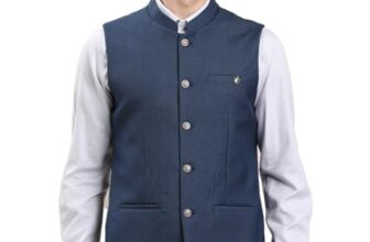 Turtle Men Terry Rayon Dobby/Structure Tailored Fit Navy Blue Nehru Jacket