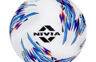 Nivia Storm 2.0 Football | Rubberized Moulded | Suitable for Hard Ground Without Grass, Wet & Grassy Ground & Artificial Turf | Training Ball | for Men/Women | Football Size – 5 (White/Blue)