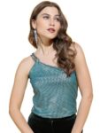 Tokyo Talkies Women Tranquil Teal Polka-Dotted Top