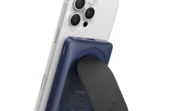 URBN 10000Mah Sleek Magsafe Power Bank With Kickstand | 15W Fast Wireless & 20W Wired Charging | Strong Magnetic Hold | Dual Input Lightning Triple Output|Pass-Through Charging (Blue) USB Type-C Input