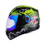 Steelbird SBA-1 Angry Dog ISI Certified Full Face Graphic Helmet for Men and Women (Medium 580 MM, Glossy Black Neon with Night Vision Blue Visor)