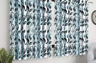 MollisHomes Window Curtains 5 Feet Long Set of 10 | Floral Design | Polyester | Light Filtering Curtains | Curtains for Living Room | (118 x 152 cm, Black) | Perfect for Home Decor