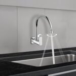 Delta Faucet Wall Mount Cold Only Kitchen Faucet I 10 Year Warranty I Korby Single Handle Multi-Function Kitchen Sink Tap I 360° Swivel Spout I Durable Kitchen Tap I Chrome – 44405