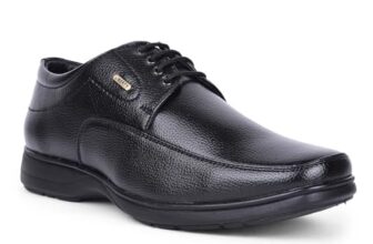Liberty Fortune HOL-131E Formal Lacing Derby Shoes for Men with PVC Sole | PU Outsole | Comfortable & Lightweight | Cushioned Footbed | Durable & Trendy Design (Black – 42 EU)