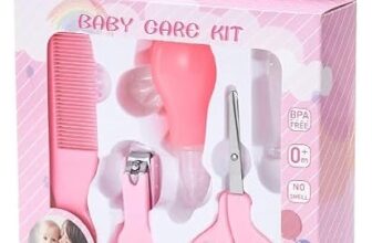 Episkey 5 In1 Baby Grooming Kit for New Born Baby, Infants, Toddlers | Portable Grooming Kit With Baby Hair Brush, Comb, Baby Nail Scissor, Baby Nail Cutter, Tweezer, Nail Filer (Pink, Pack of 1) (BABY_KIT_5PCS)