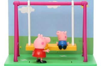 Peppa Pig Playground Swing Themed Preschool Toy and George, Includes 2 Poseable Figures, Playset Playground Swing Accessory and Scene Cards, for Girls and Boys Ages 3+